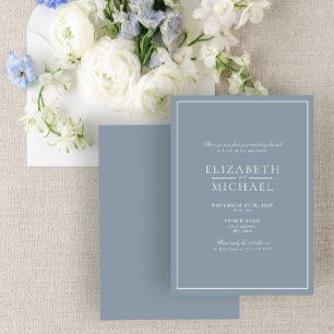 Invitation Bleu Dusty Classic Script Post Mariage Brunch
