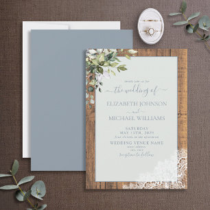 Invitation Bleu Dusty Eucalyptus Botanique Mariage