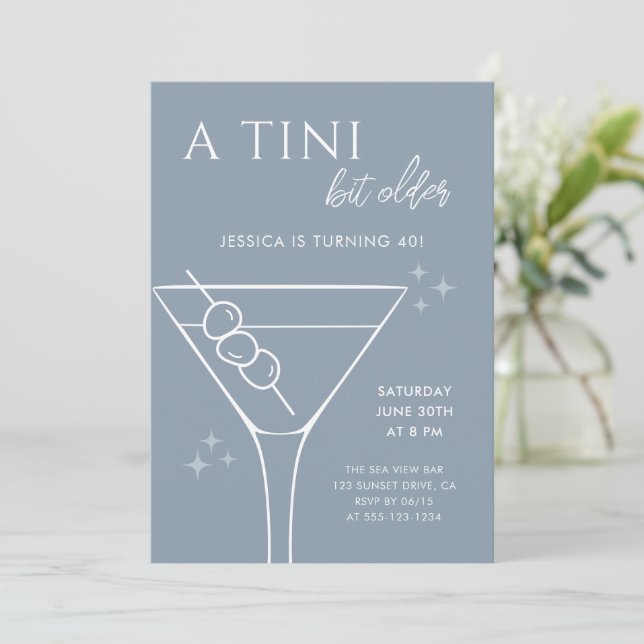 Invitation Bleu Dusty minimal Tini Bit Ancien 40e anniversair (Debout devant)