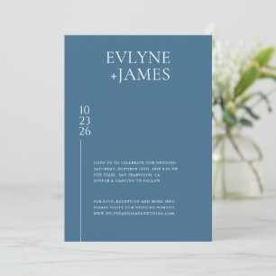 Invitation Bleu Dusty minimaliste Photo Mariage moderne