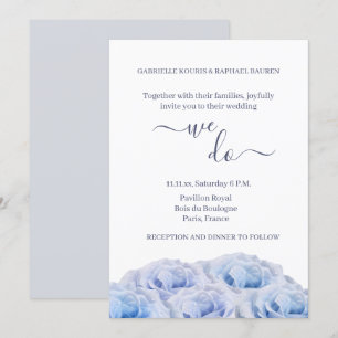 Invitation Bleu Dusty Rose Blanc Floral Élégant Nous faisons