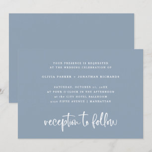 Invitation Bleu Dusty  Simple Mariage classique