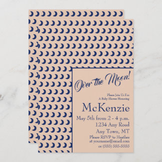Invitation Bleu Élégant Sur La Lune Baby shower Céleste I