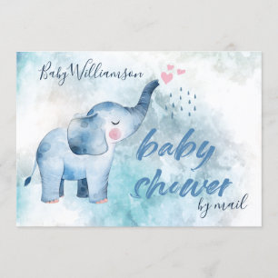 Invitation Bleu Elephant Long Distance Baby shower Par Courri