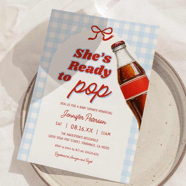 Invitation Bleu Elle est prête à faire du Baby shower de soda (Créateur téléchargé)
