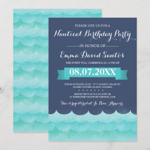 Invitation Bleu en mer Fête d'anniversaire nautique