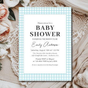 Invitation Bleu En vichy Baby Boy Douche