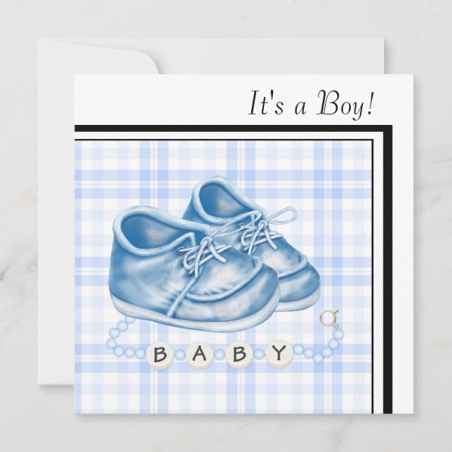 Invitation Bleu En vichy Chaussures bébé Noir Bleu Bébé Garço (Devant)
