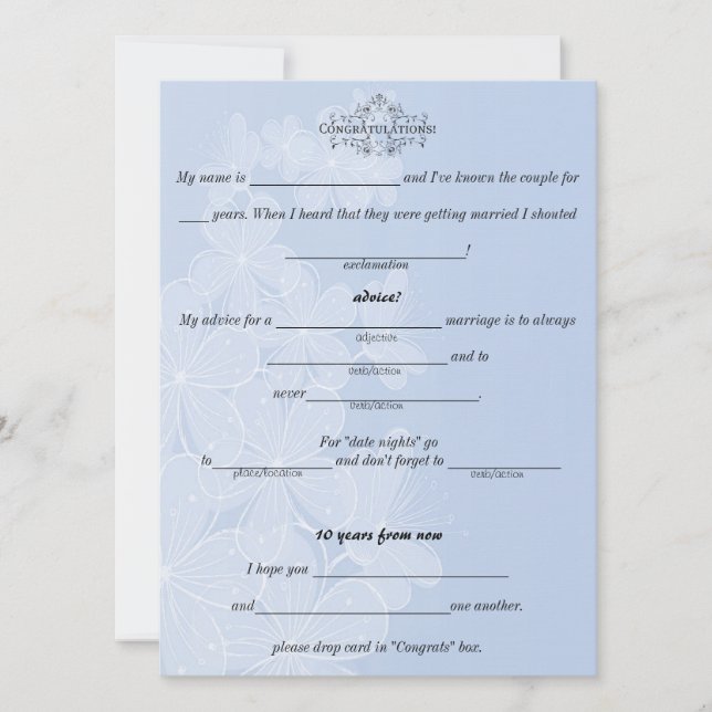 Invitation Bleu et Blanc, Conseils de Mariage, Commentaire, C (Devant)