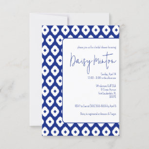 Invitation Bleu et blanc traditionnel thaïlandais Ikat Fête d