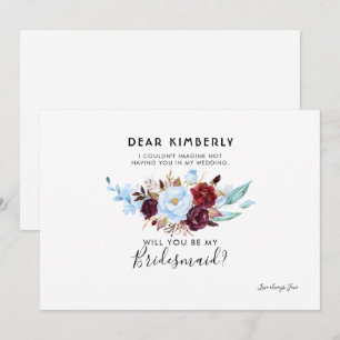 Invitation Bleu et Bourgogne deviendrez-vous ma servante