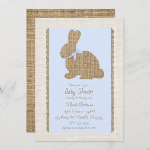 Invitation Bleu et Burlap Grotte rustique Baby shower de Pâqu