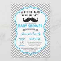 Bleu et gris d'invitation de baby shower de