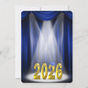 Invitation Bleu et or 2025 Graduation en vedette