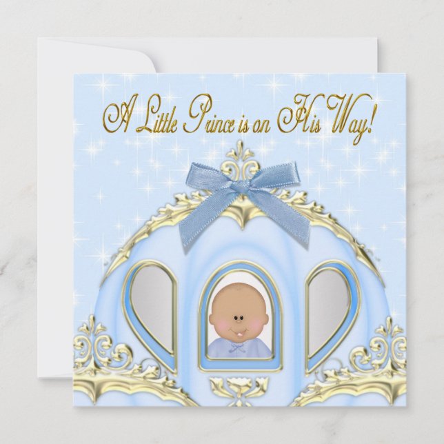 Invitation Bleu et or Baby shower afro-américain (Devant)