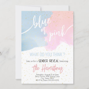 Invitation Bleu et rose   Parties scintillant Baby shower de 
