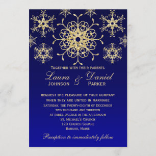 Invitation Bleu, flocons de neige de REGARD de parties