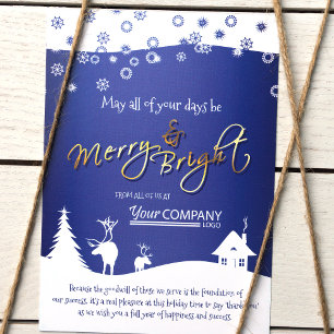 Invitation Bleu, flocons de neige et rennes blancs, logo de l