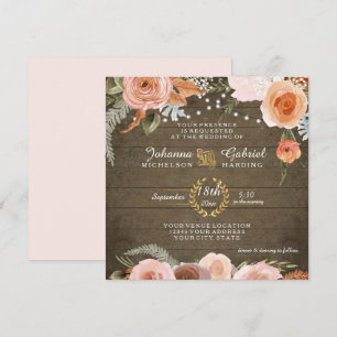 Invitation Bleu Floral Automne Russe Forêt de Bois Feuille ve