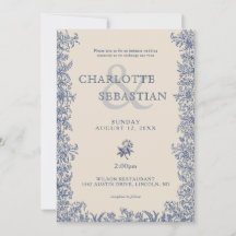 Bleu floral botanique élégant mariage vintage