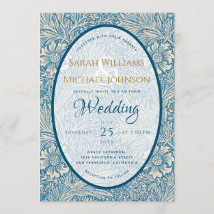 Invitation Bleu Floral Mariage Souci William Morris