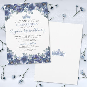 Invitation Bleu Floral Quinceanera