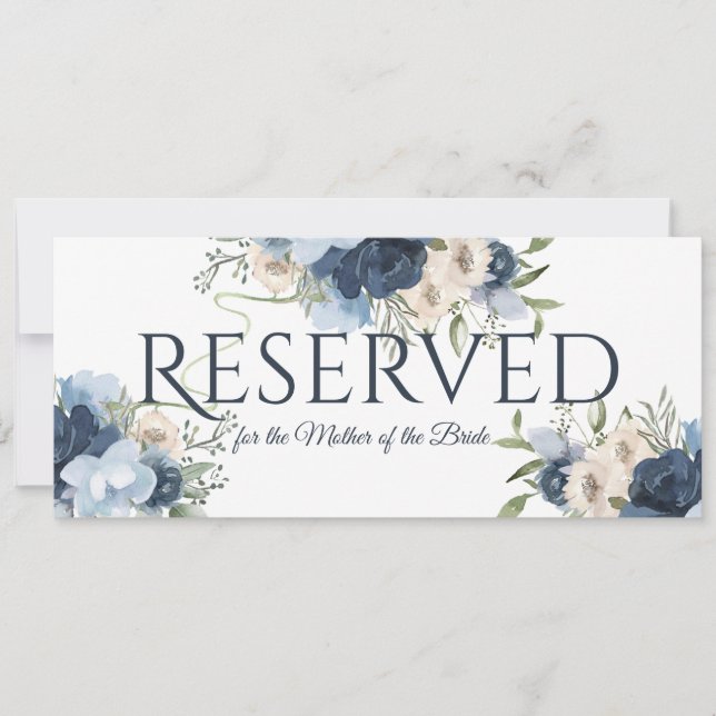 Invitation Bleu Floral Réservé (Devant)