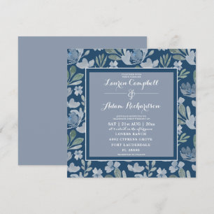 Invitation Bleu floral rustique et Mariage floral Turquoise I