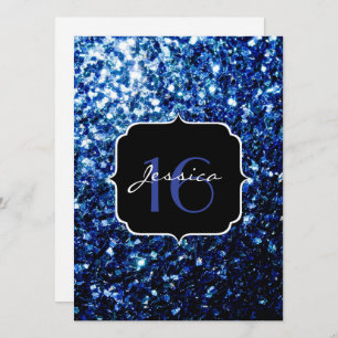 Invitation Bleu foncé brillant parties scintillant brillant d