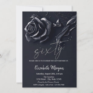 Invitation Bleu foncé Rose gothique 60e anniversaire