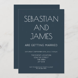Invitation Bleu Foncé Simple Et Design Avec Type Blanc
