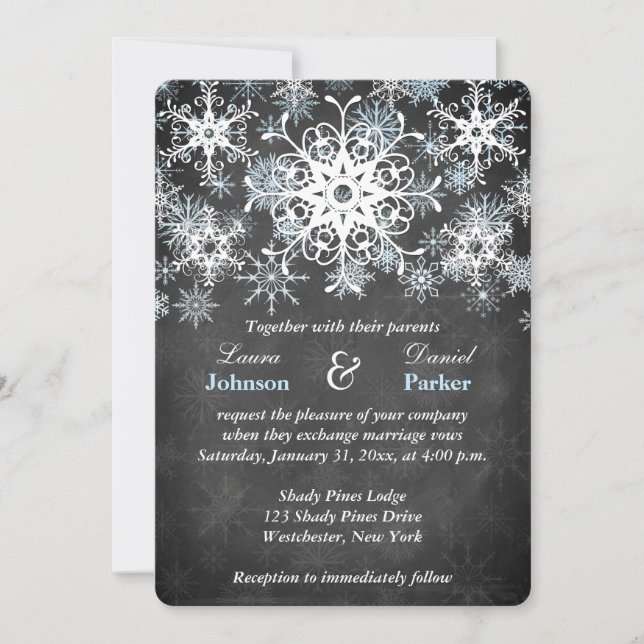 Invitation bleu frais de mariage de style de (Devant)