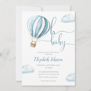 Invitation Bleu Hot Air Balloon Garçon tout en un Baby shower