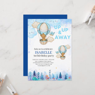 Invitation Bleu Hot-air invitation, 1er anniversaire