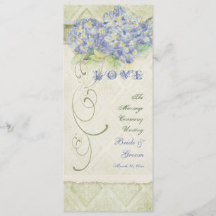 Invitation Bleu Hydrangea Floral Tourbillon Damassé de Style 