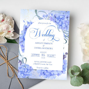 Invitation Bleu hydrangeas élégant mariage à fleurs