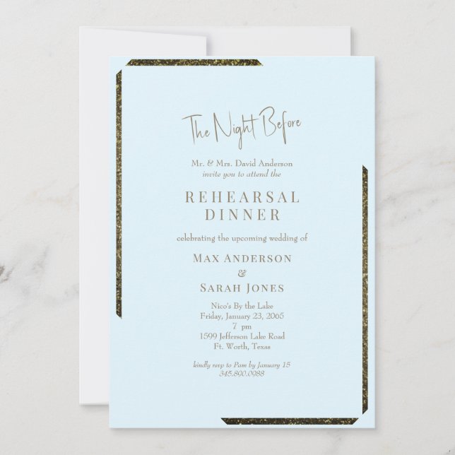 Invitation Bleu Icy Et Or Éblouissant La Nuit Avant (Devant)