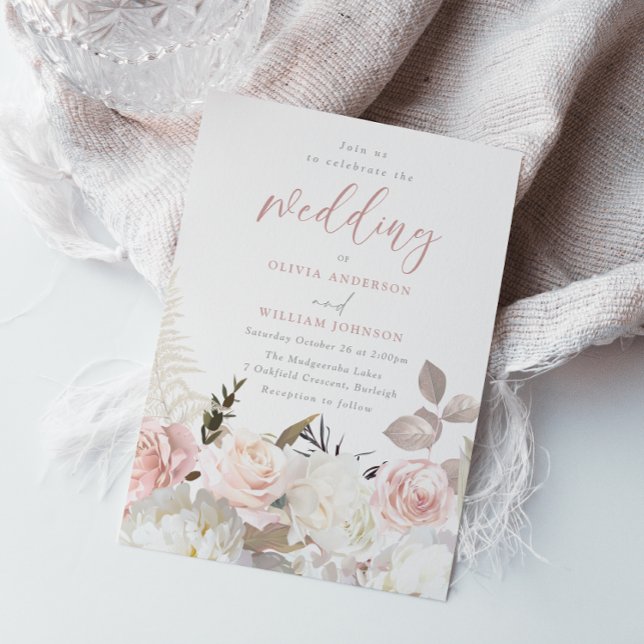 Invitation Bleu Jardin et Mariage Floral blanc (Créateur téléchargé)