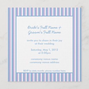 Invitation Bleu Lilac Blancs Blancs Bleu bleu Mariage