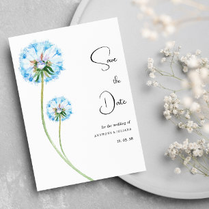 Invitation Bleu lilas vert dandelion floral Enregistrer la da