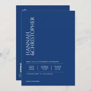 Invitation Bleu magnifique avec détails et Mariage de code QR