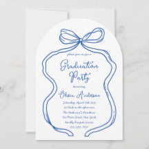 Bleu Main Tirée Bow & Handwriting Graduation Party
