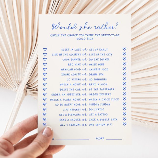 Invitation Bleu manuscrit Voudrait-elle plutôt Game Card (Créateur téléchargé)