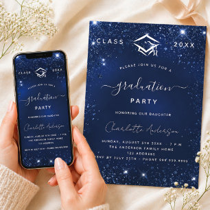Invitation Bleu marine de la fête de graduation 2025