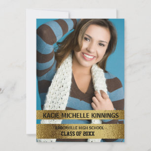 Invitation Bleu Marine et Gold Photo Trunk Party