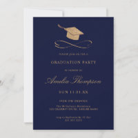 Bleu marine et or Faux paillettes Diplômé 