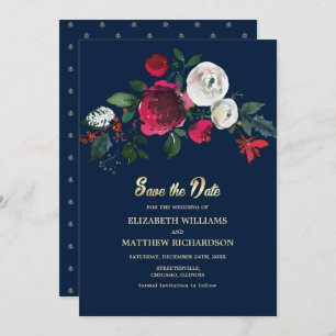 Invitation Bleu Marine   Mariage en Bourgogne Enregistrer la 
