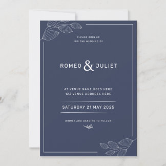 Invitation Bleu marine moderne simple