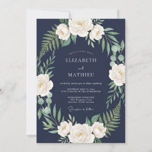 Invitation Bleu Marine Raffiné Mariage de Minuit