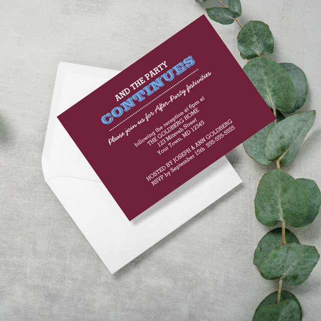 Invitation Bleu marron et poudre après la fête ou les détails (Créateur téléchargé)